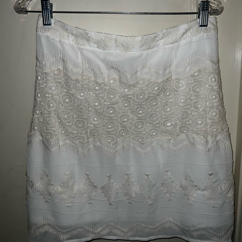 Womens White Cream Midi Skirt
